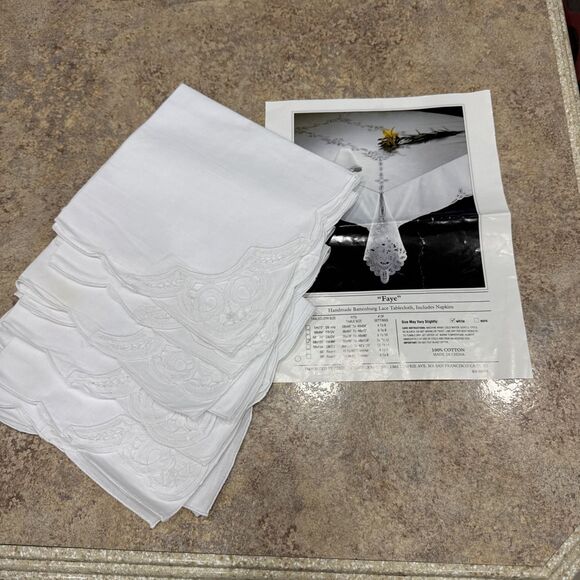 Set Of 6 Battenburg Lace Napkins “Faye” - Picture 1 of 4
